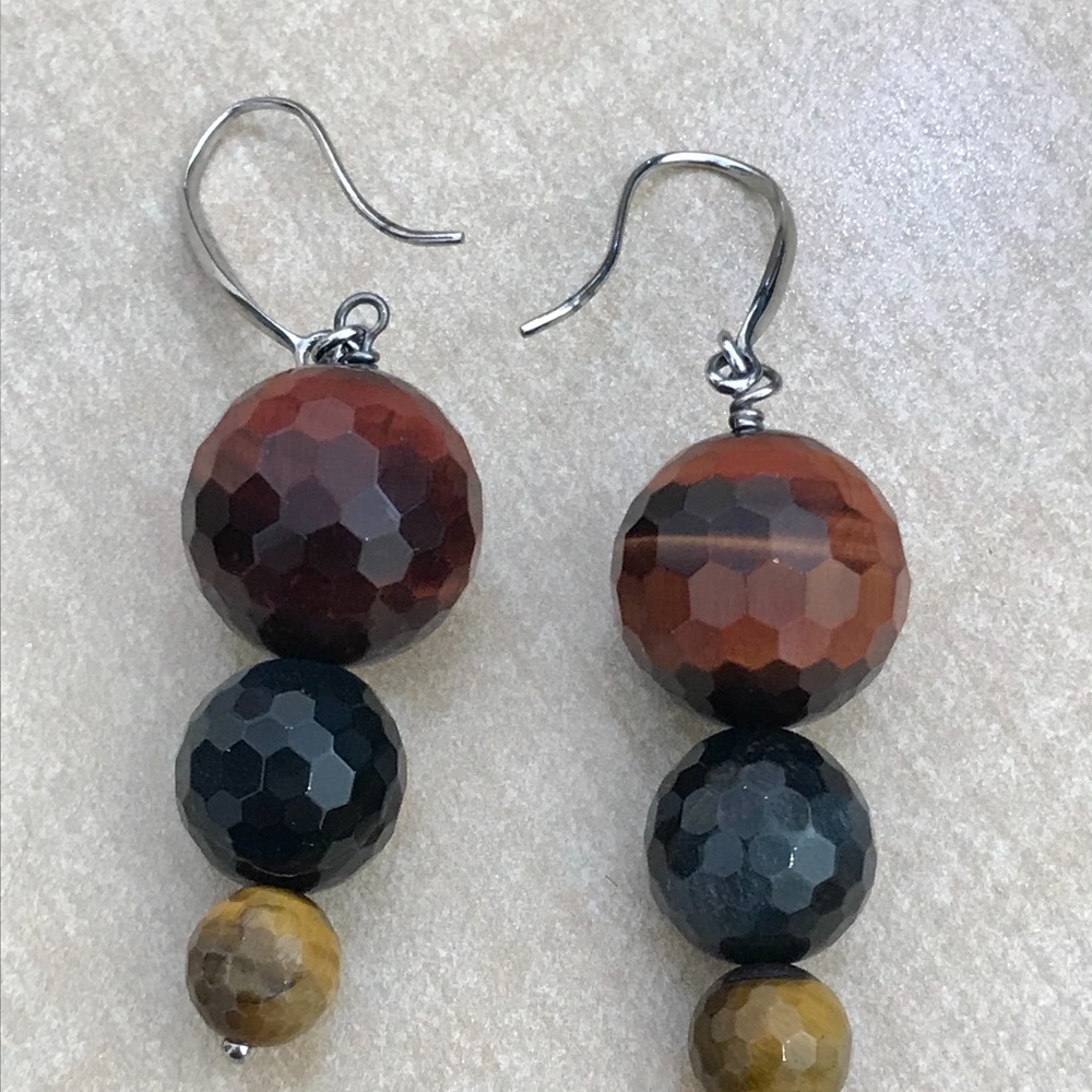 Multi bead semi precious earrings